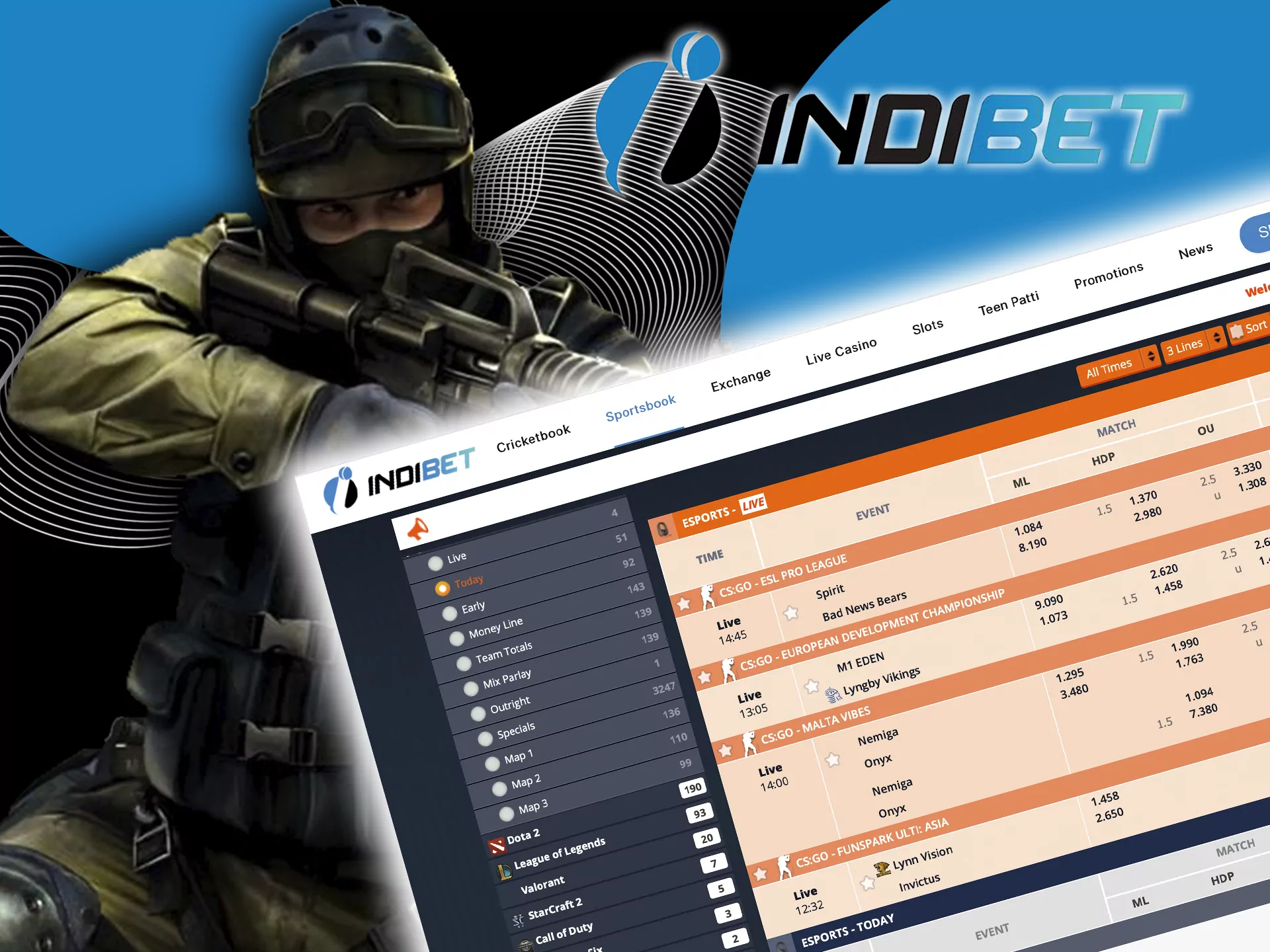 Watch your favorite CS:GO competitions and bet on them.
