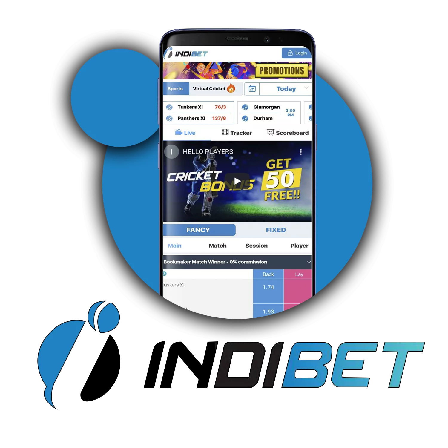Download and install the Indibet mobile app for betting.