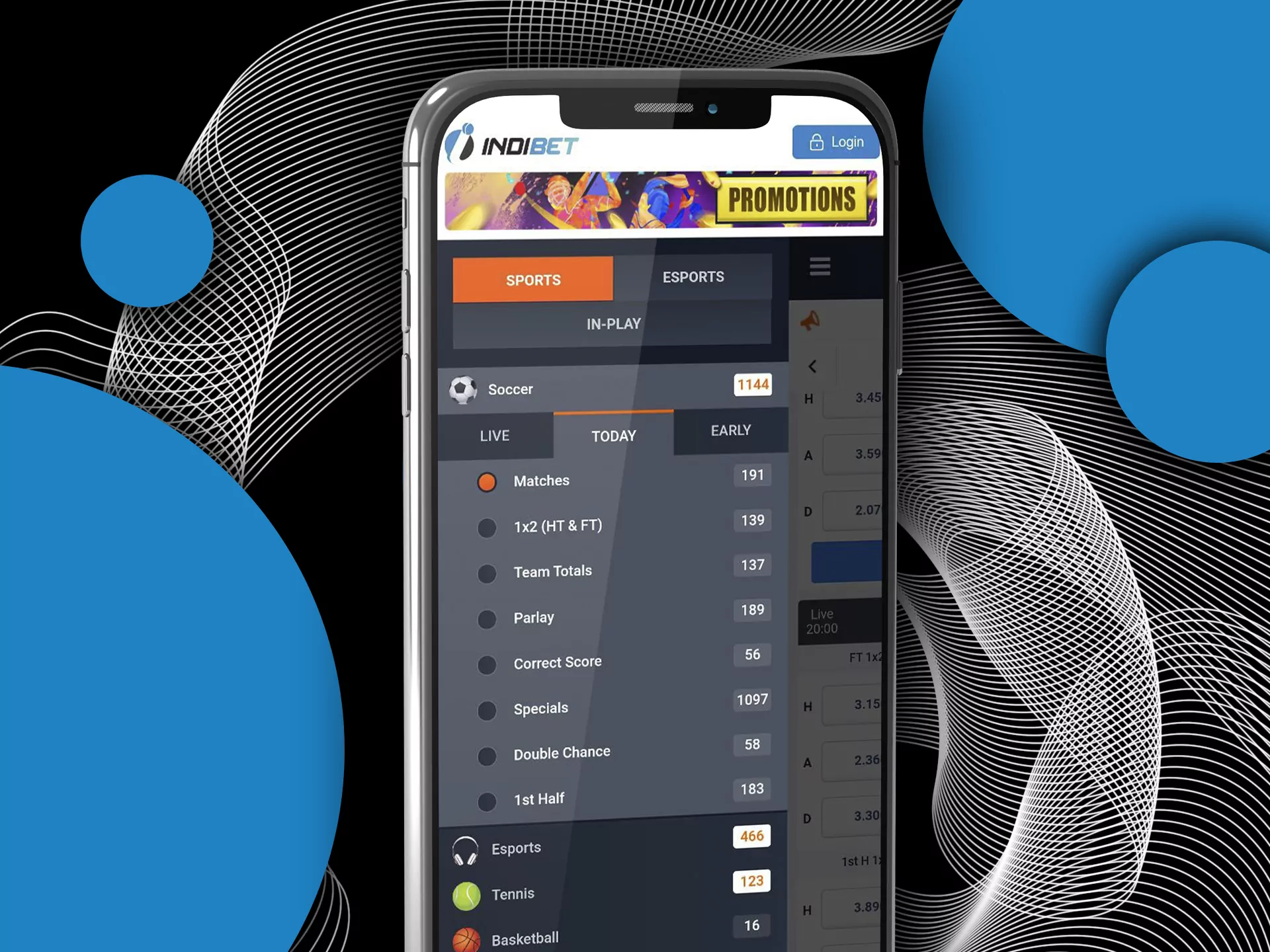 Indibet mobile app was designed to be a convenient and pleasant betting tool.