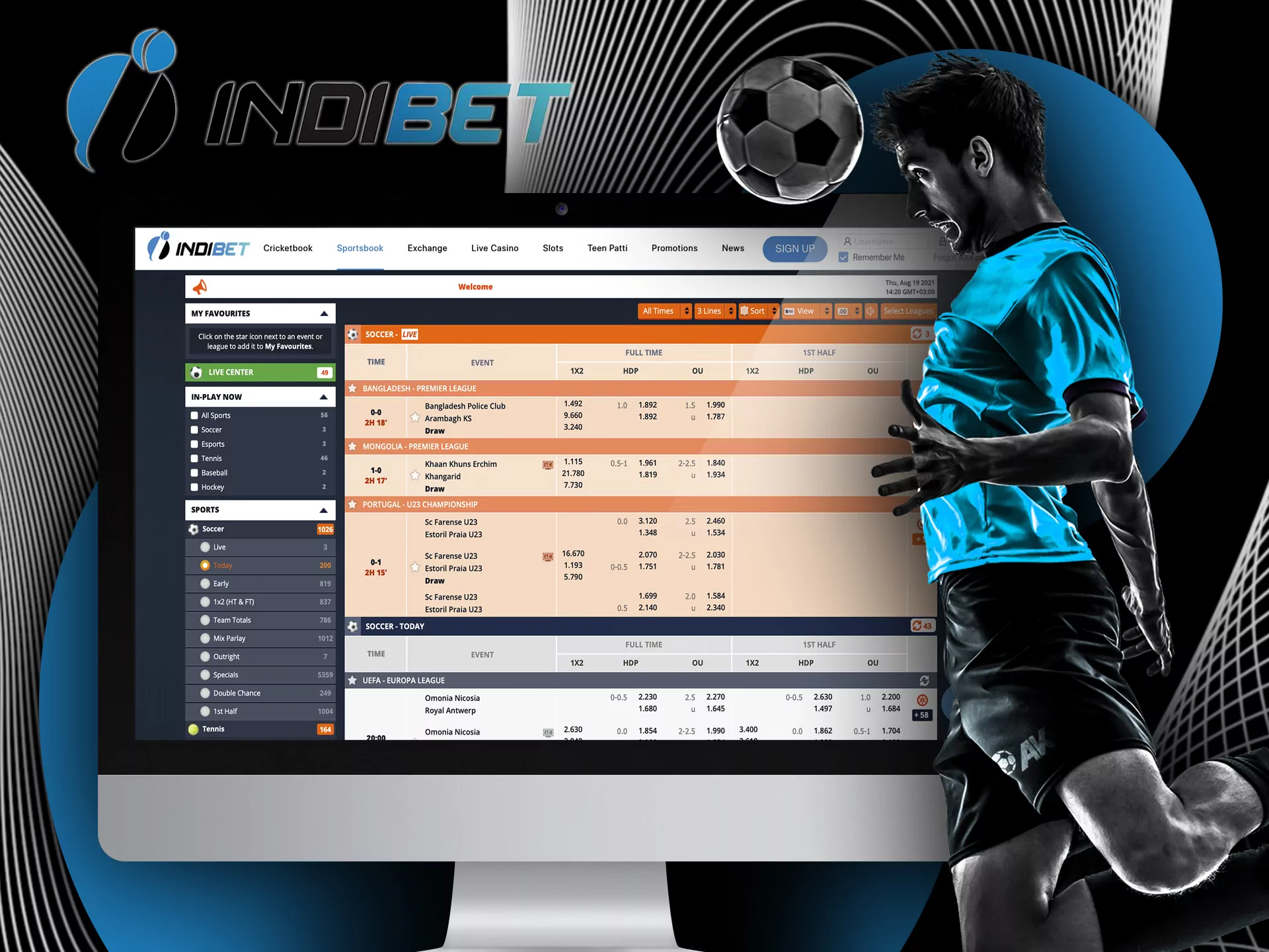 Choose your favorite football team and place bet on it in Indibet.