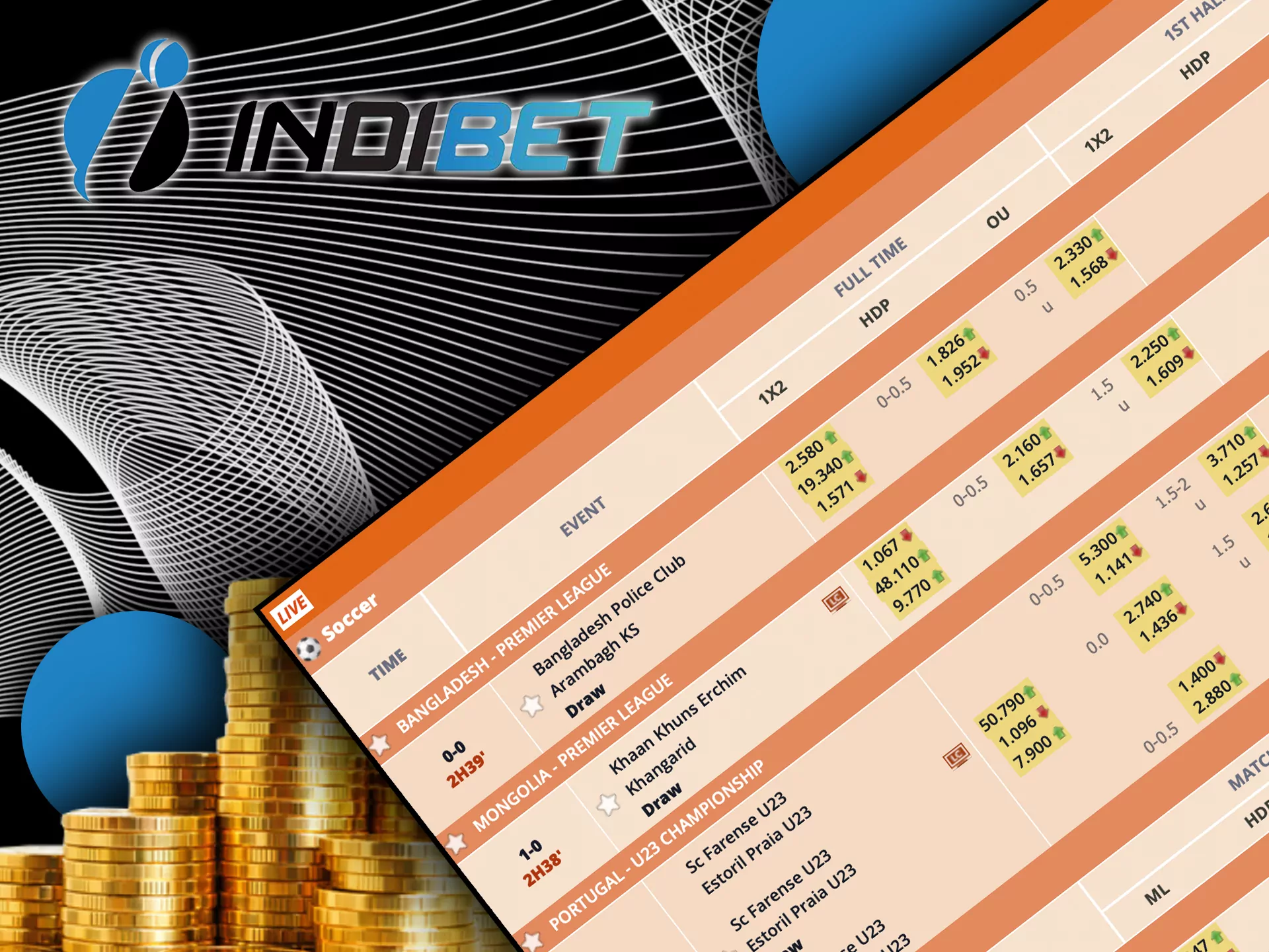 You can watch mathces and bet on them right on the Indibet page.