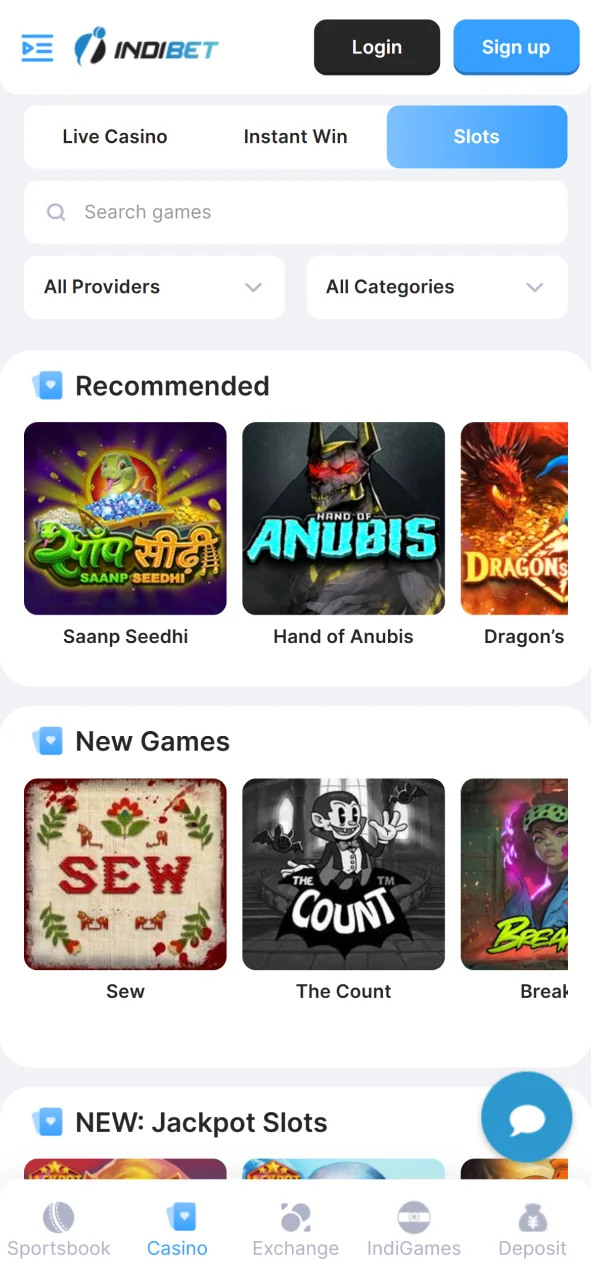 The Indibet app offers slot games to suit every taste.