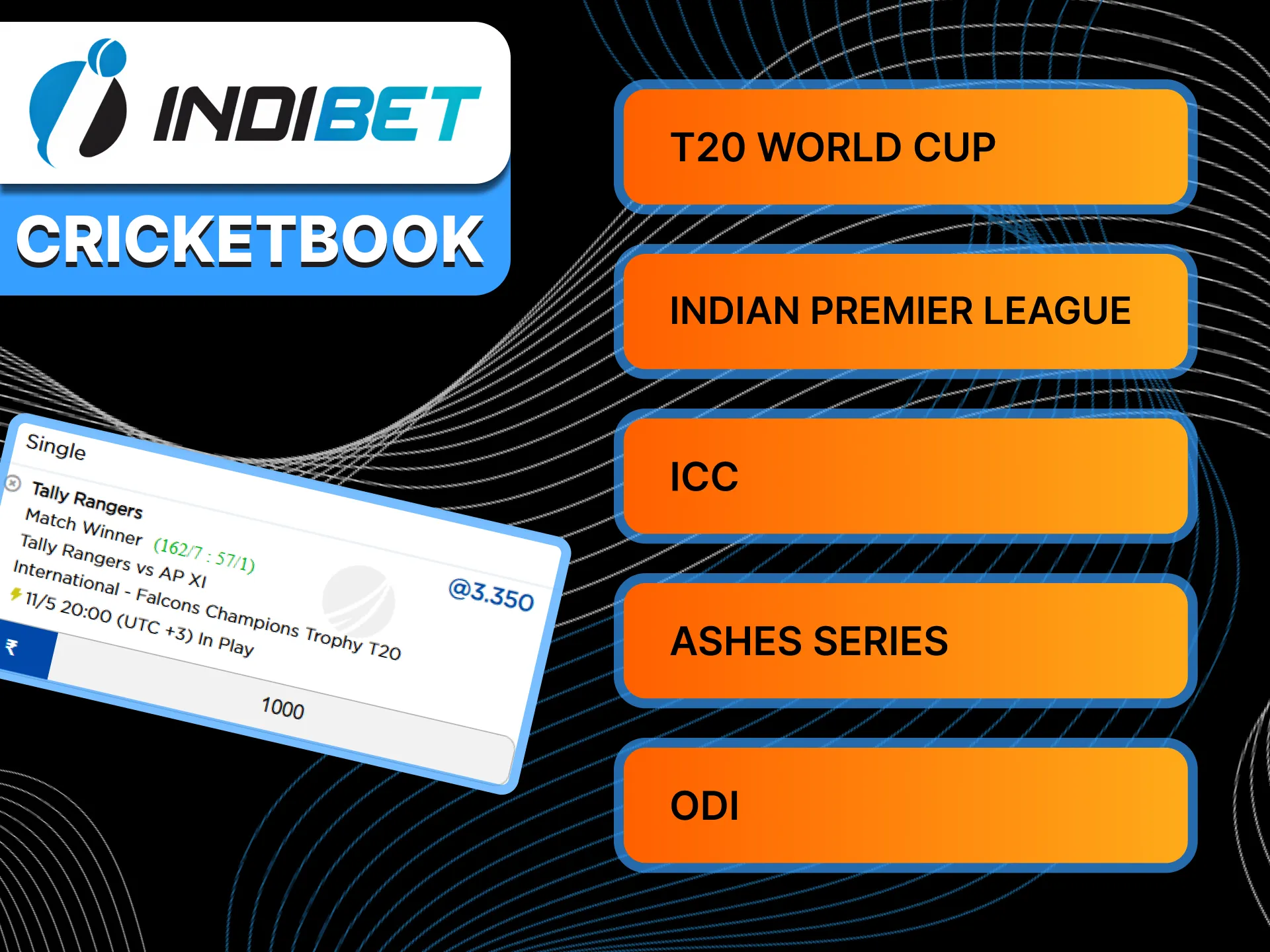 Choose an event and place a bet on cricket in the Indibet cricketbook.